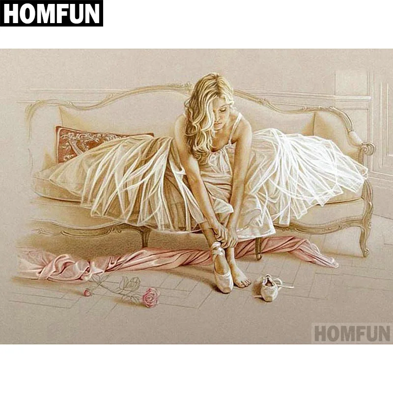 Алмазная 5D картина HOMFUN Балерина вышивка крестиком мозаика из квадратных/круглых