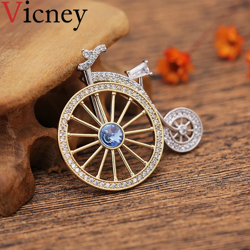Vicney 2019 Новая Модная креативная вращающаяся брошь в форме колеса булавки AAA циркон
