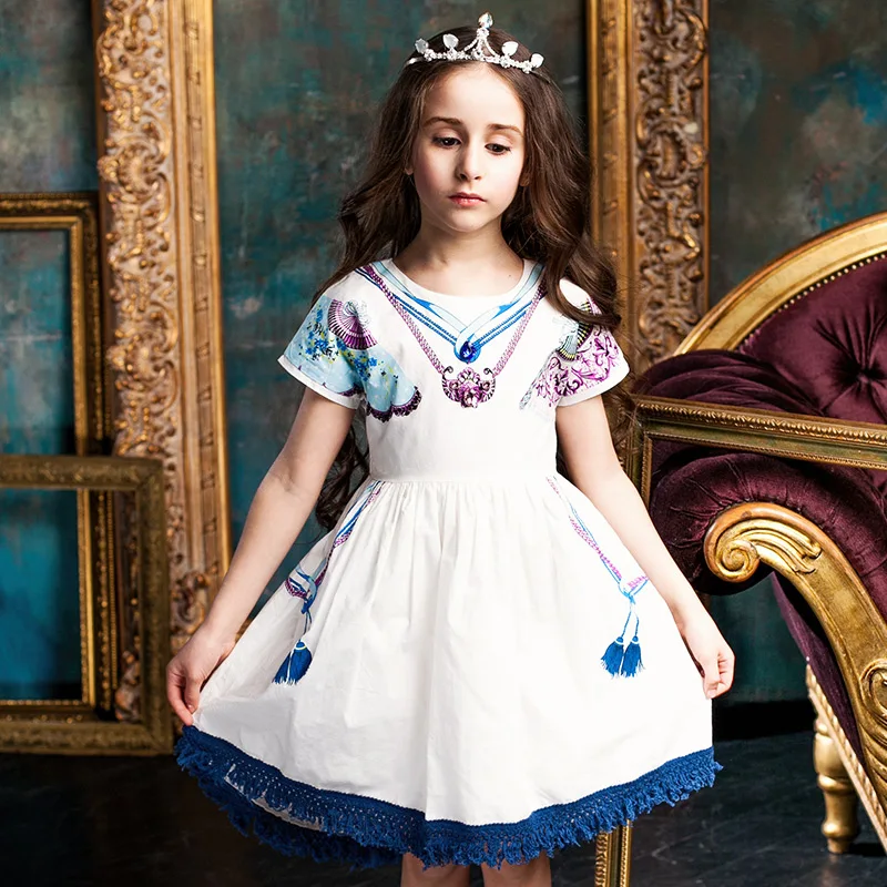 2-16 Years 2018 Girls Summer Dress Kids Preppy Dresses for Toddler Birthday Princess Costume Print | Детская одежда и обувь