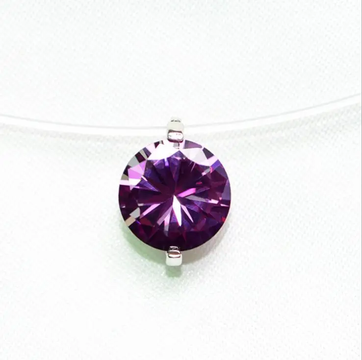 6MM Purple Подарок 8 цветов 6 мм розовый серебряный красный циркон Чокеры ожерелье s прозрачная леска простое ожерелье с подвеской ювелирные изделия для женщин - Окраска металла: 6MM Purple