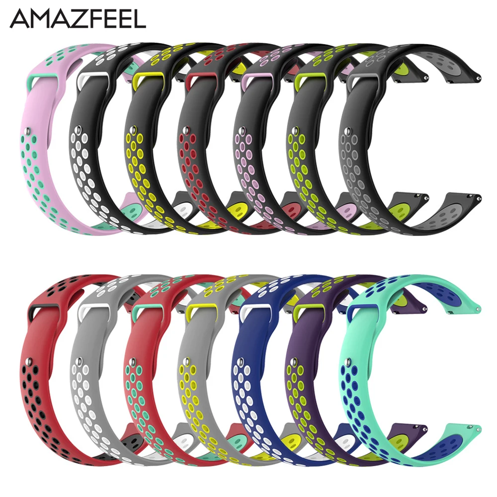 11 цветов ремешок для Xiaomi Amazfit браслет силиконовый Amazfit Stratos 2 ремешок 22 мм для Xiaomi Huami Amazfit Pace ремешок водонепроницаемый