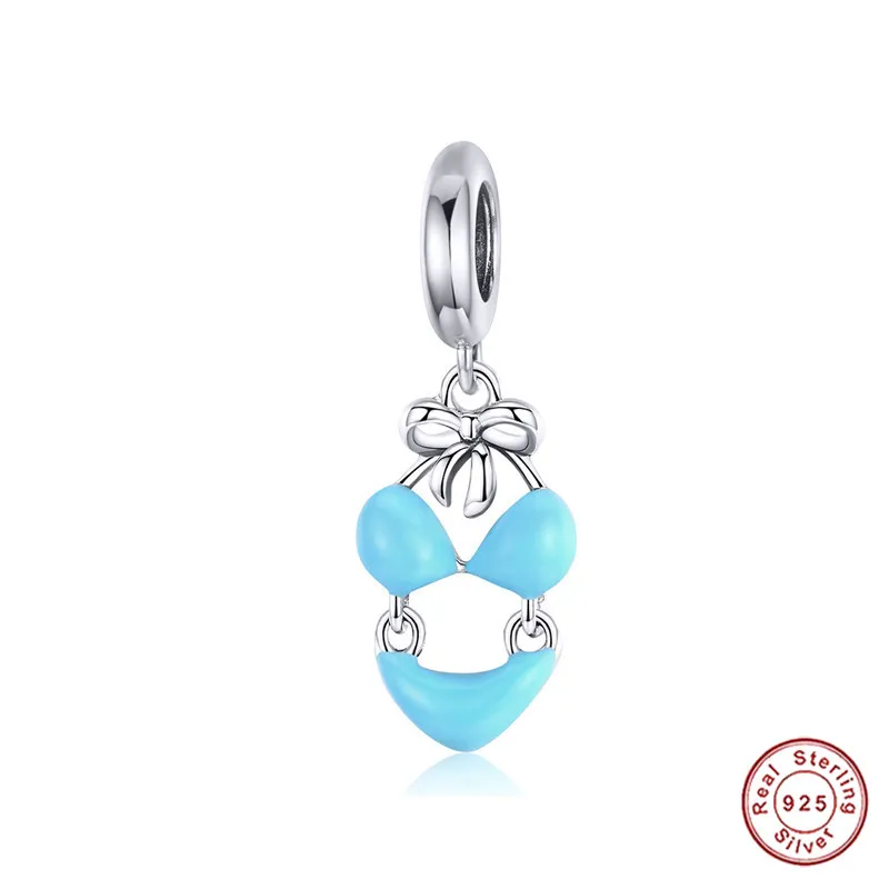 Подвеска для бикини из серебра 2019 пробы с синей эмалью|Шармы| |