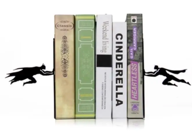 Пара Творческий черный металл книгодержатель полка держатель офисные и школьные