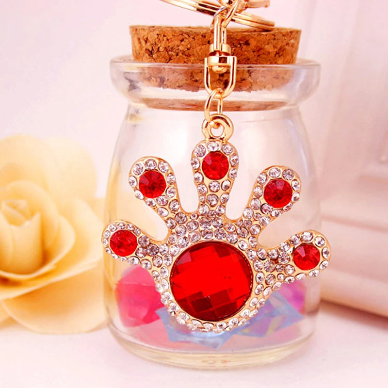 Pro Acme Personalise Full Crystal Hand Round Keychain for Women Rhinestone Bag Pendant Purse Key Chains llaveros PWK0716 | Украшения и