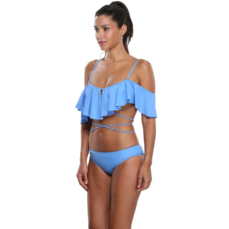 Sinomart 2018 купальник с оборками боди для женщин высокой талией комплект бикини
