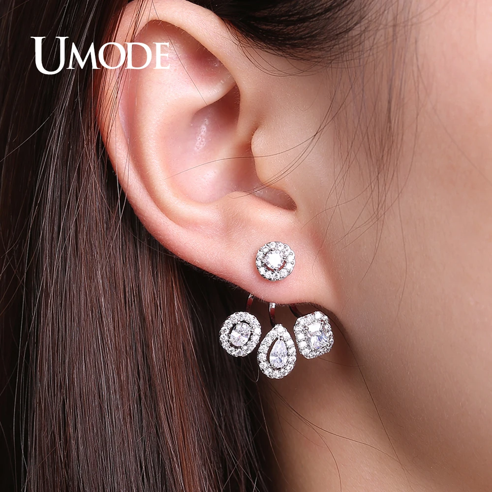 UMODE Креативный новый дизайн четыре овальные квадратные круглые серьги AAA CZ