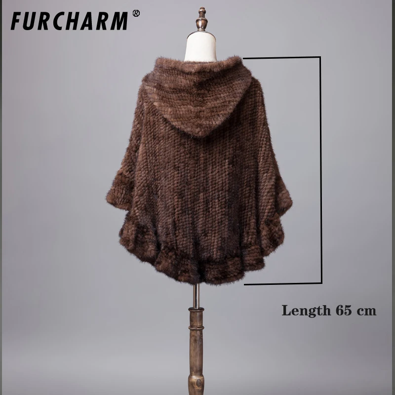 Новинка 2019 натуральная Вязаная Шаль из меха норки пончо с отделкой лисы куртка