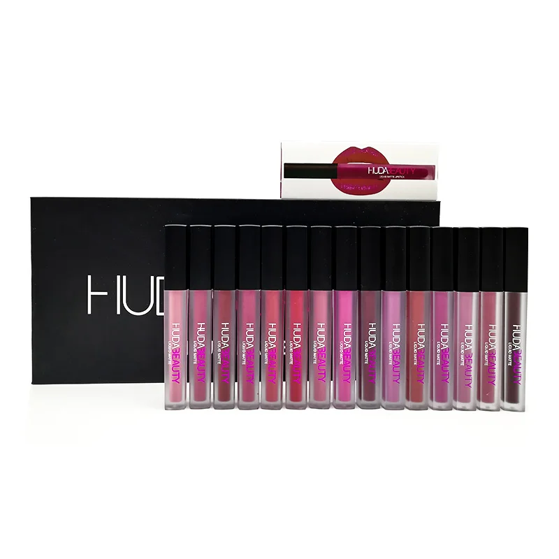 Жидкая помада 2 в 1 Hudas Beauty Makeup 6 шт. + Крем теней для век блеск губ Labiales матовый
