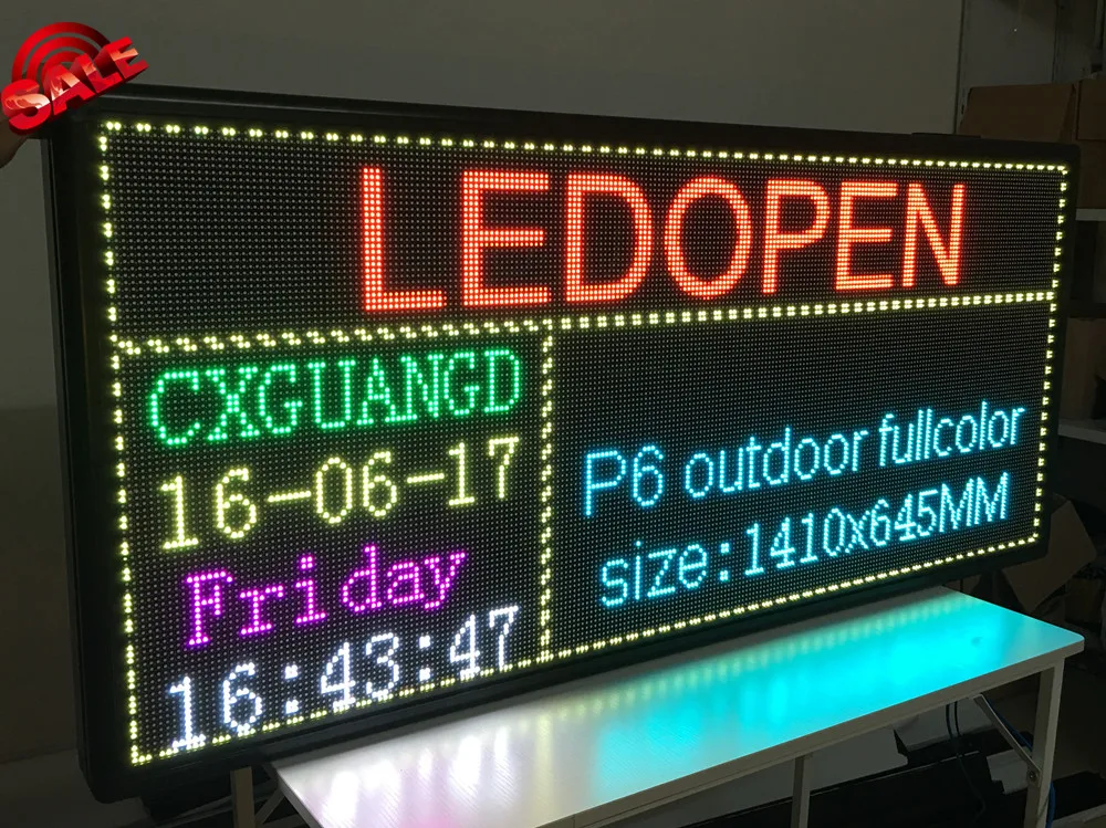 P6 открытый RGB полноцветный светодиодный дисплей Размер 25x55 дюймов рекламный