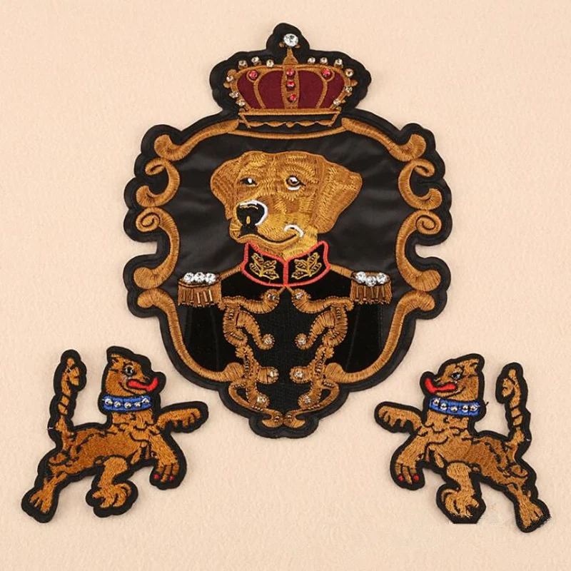 Большой горный хрусталь бисера собака шитье мультфильм щенок нашивки аппликация