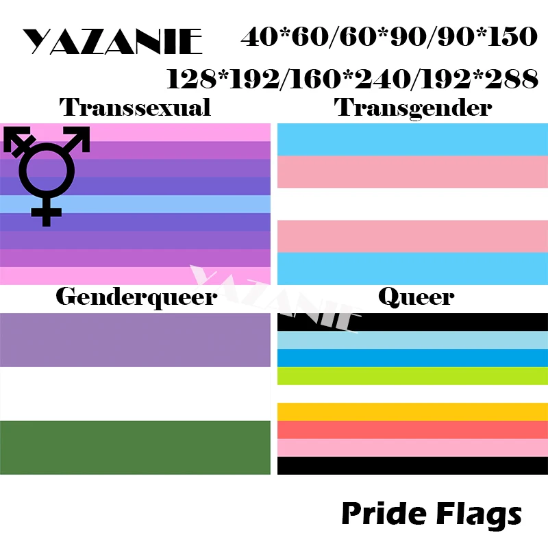 YAZANIE 128*192 см/160*240 см/192*288 СМ транссексуал Genderqueer Queer Pride флаги и баннеры ЛГБТ