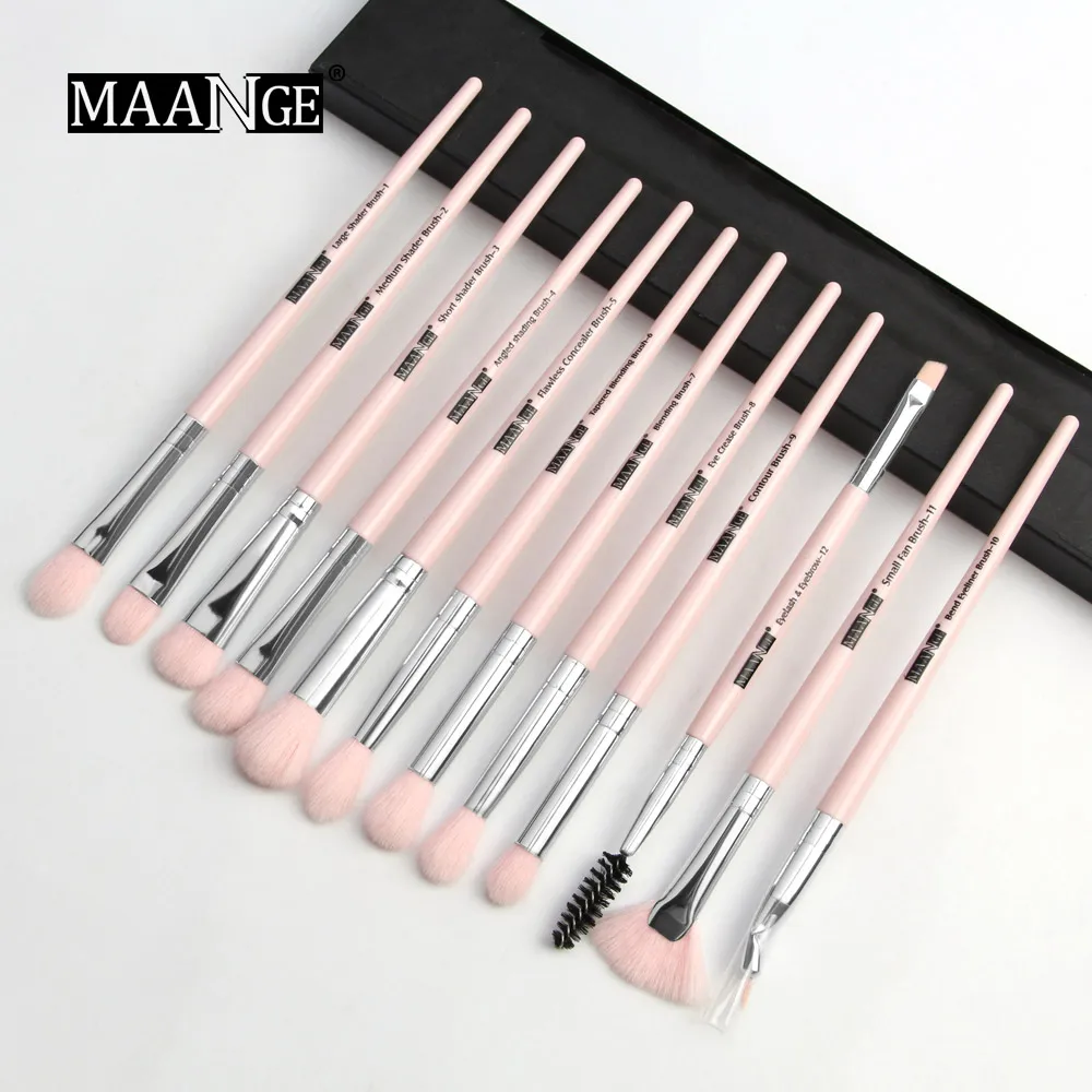 12pcs-Pink MAANGE, новинка, набор профессиональных кистей для макияжа, 12 шт./партия, тени для век, растушевка бровей, ресницы, подводка для глаз, кисти pincel Maquiagem для макияжа - Handle Color: 12pcs-Pink