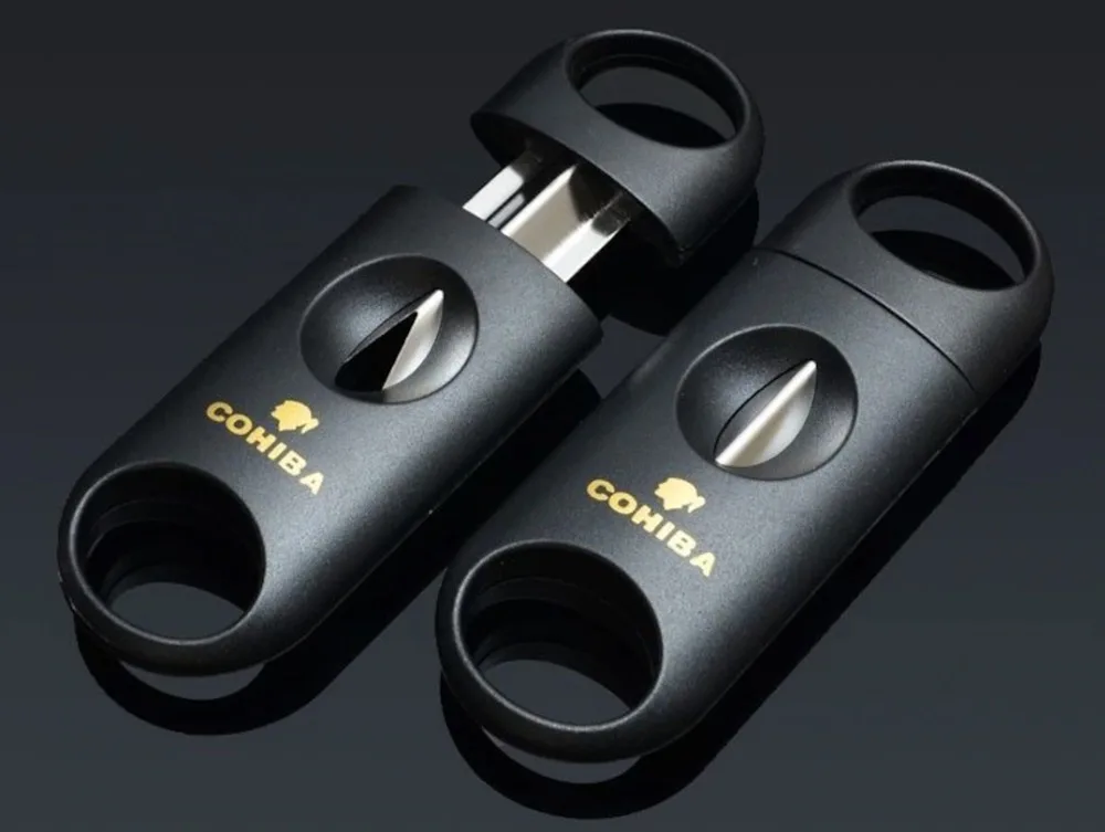 COHIBA сигары аксессуары Набор Металл V образный лезвие резак с держателем сигары нержавеющая сталь