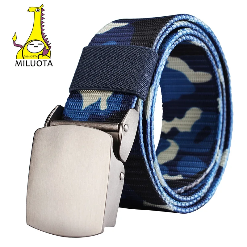 02 blue camouflage MILUOTA военный тактический ремень мужской нейлоновый ремень для улицы металлическая Автоматическая пряжка холщовые ремни для мужчин длина 4"-63" - Цвет: 02 blue camouflage