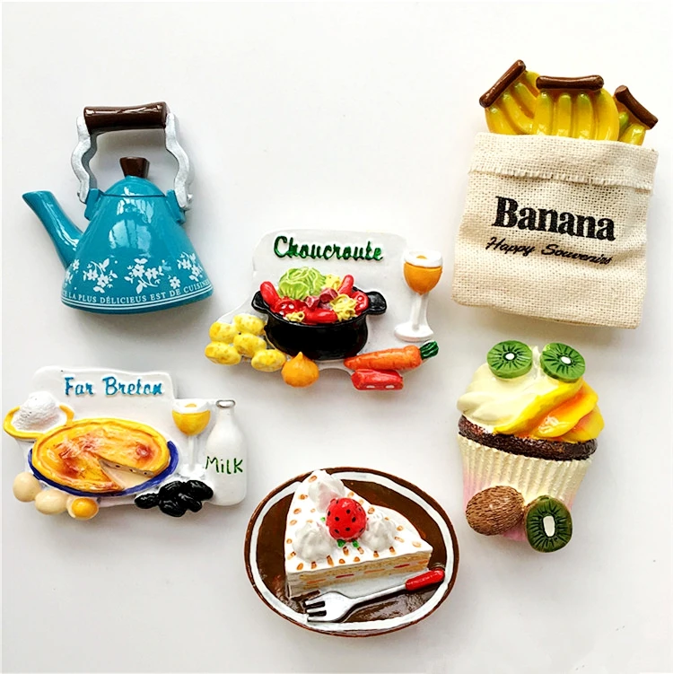 Kiwi торт банан мешок 3D Смола магниты на холодильник туристические сувениры