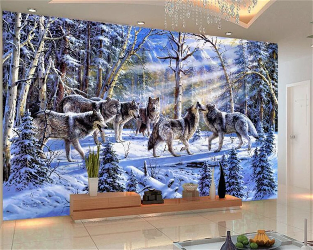 Обои для стен Beibehang фотообои с изображением снега волка животных - купить по