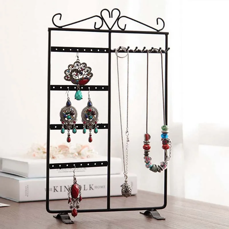 

Useful Jewelry Holding Display Metal Rack Earrings Necklace Ear Studs Metal Stand Organizer Jewelry Display Shelf