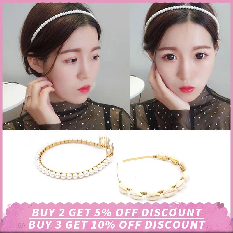 Новинка элегантная Жемчужная Повязка на голову для девочек позолоченная