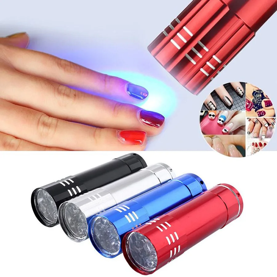 Портативный Мини 9 LED Сушилка Для Ногтей Maquiagem Макияж Фонарик УФ-Лампы Гель Быстро