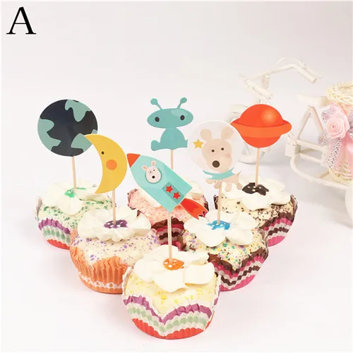 24 шт. ракета корабль собака космическая планета звезды инопланетяне робот кекс