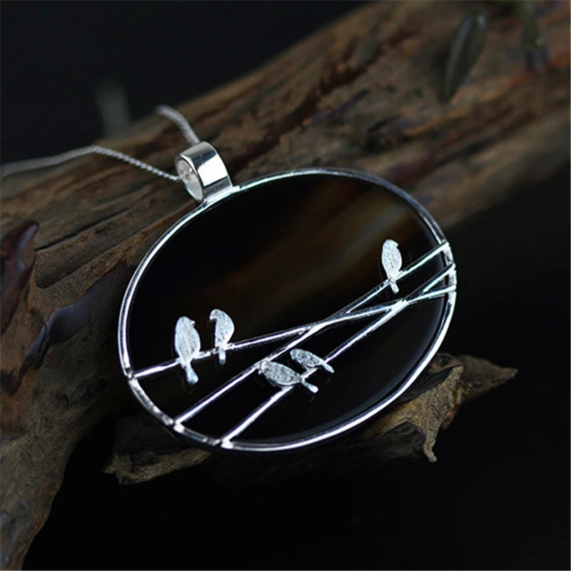 Lotus Fun реальные стерлингового серебра 925 натуральный агат ручной Красивые