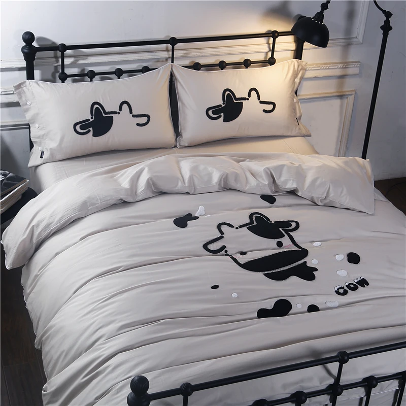 4 шт. детский хлопковый комплект постельного белья с вышивкой|cartoon bedding set|bedding
