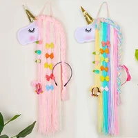 fioday unicorn hair bows storage belt for girls hair clips barrette hairband hanging organizer strip holder for hair accessories