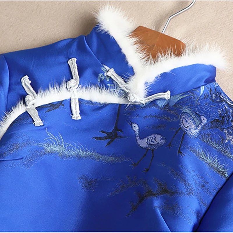 Женское платье-чонсам платье-мини с принтом в китайском стиле воротником-стойкой