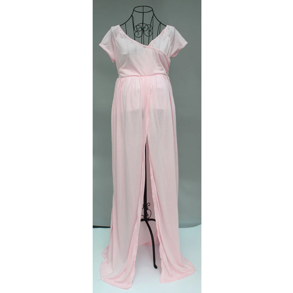 Pink Летнее Модное Элегантное Длинное платье с открытыми плечами для беременных, одежда для фотосессии для беременных женщин - Цвет: Pink