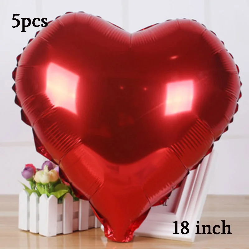 5pcs 18in red heart Сердце губы фольги шарики Свадебные украшения в форме губ с надписью Kiss фольги Гелий воздушный шар День Святого Валентина предложение декор для вечеринки в честь Дня рождения поставки - Цвет: 5pcs 18in red heart