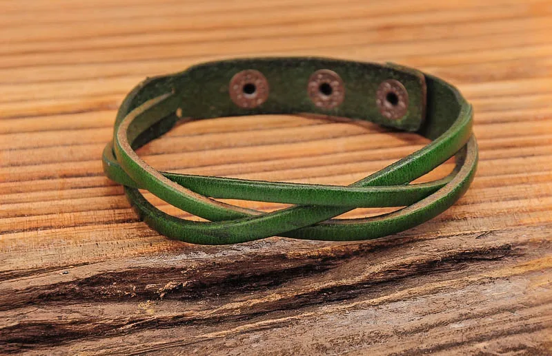 Зеленая плетеная искусственная коровья кожа G548 новинка|bracelet zebra|bracelet flashbracelet