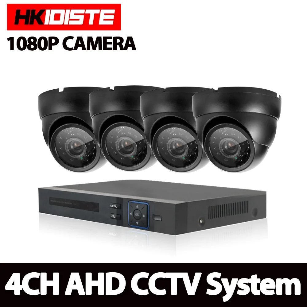 Камера видеонаблюдения 4 канала 1080N HDMI DVR HD купольная наружная 1080p Черная|camera set|dvr