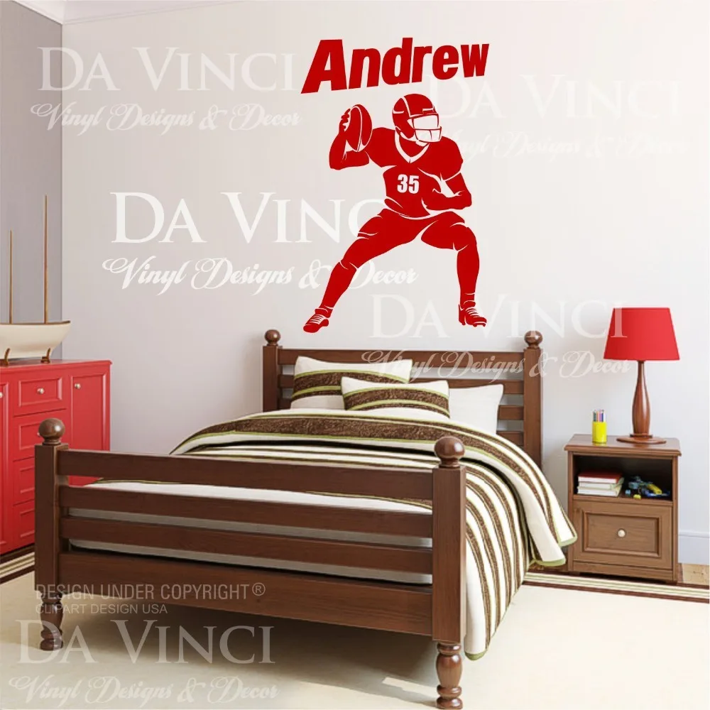 

American Football Player Decal Custom Name Wall Personalized Vinyl Sticker