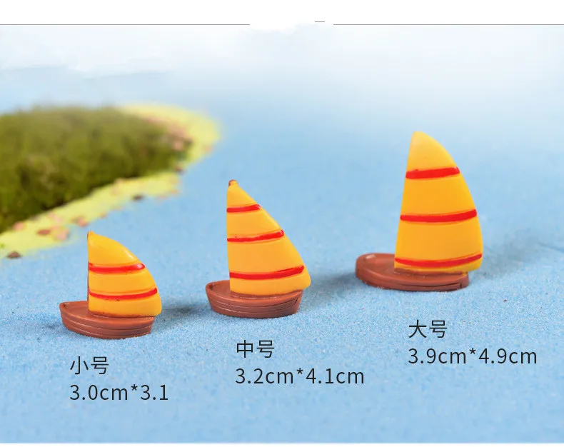 10pcs/lot Miniature Resins Figurines Artificial sailboat boat Resin Diy Craft Micro Landscape Moss Terrarium Orn KS 023 | Дом и сад
