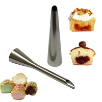 2 pcs piping bag nozzles set stainless steel cupcake cake decorating tips for puff cream pastry horn mold icing piping nozzles