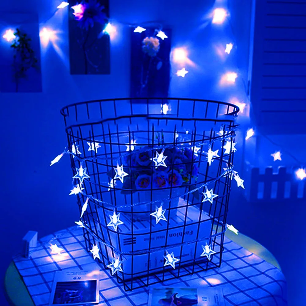 Звезды светодиодные струны легкие гирлянды 10-40leds 1 M-4 M полосы принцесса вечерние дома праздник Рождество Декор 9 цветов пятиконечные L0