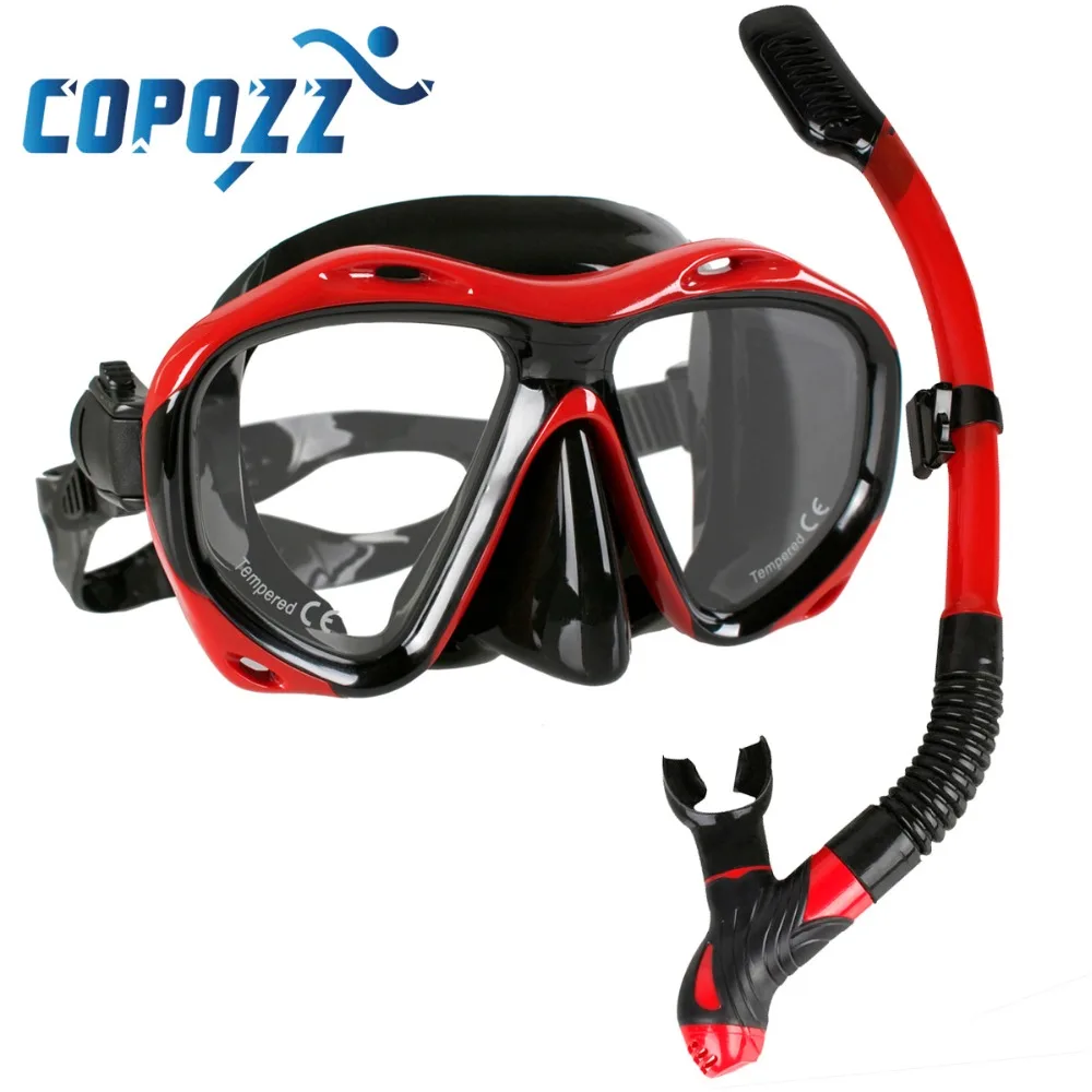 Copozz Brand Professional Scuba Diving Mask Snorkels Mask Equipment Goggles Glasses Diving Swimming Easy Breath Tube Set