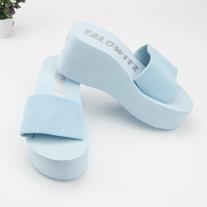 Дешевые простые тапочки Chanclas из эластичной ткани; женские пляжные сланцы на высоком каблуке; летние сандалии на платформе; zapatos mujer; женская обувь