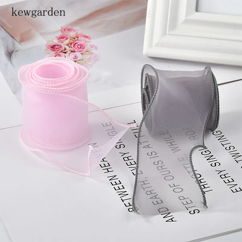 Kewgarden DIY аксессуары для бантов атласная лента Волнистый Край Вуаль ленты вручную изготовленная лента упаковка Свадьба около 50-60 мм 5 м