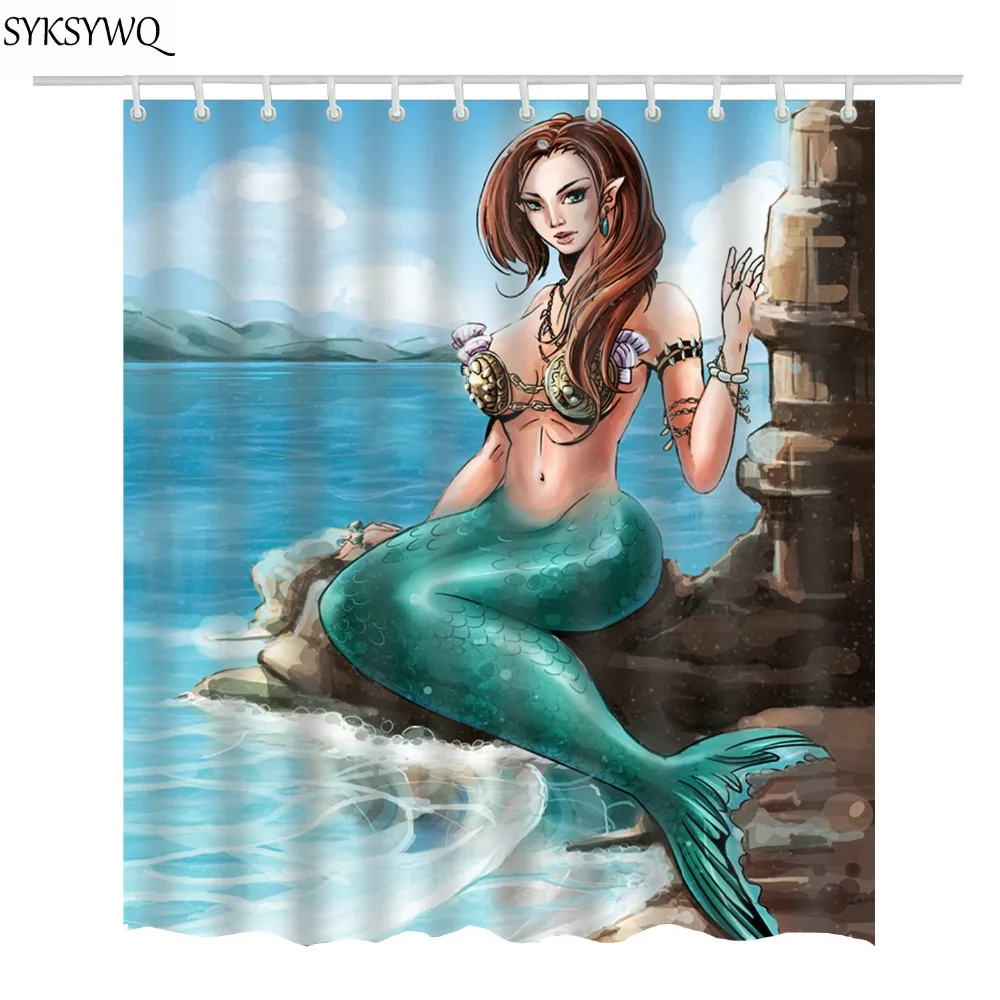 Русалка занавеска для душа 2018 Лидер продаж полиэстер Прямая доставка русалка