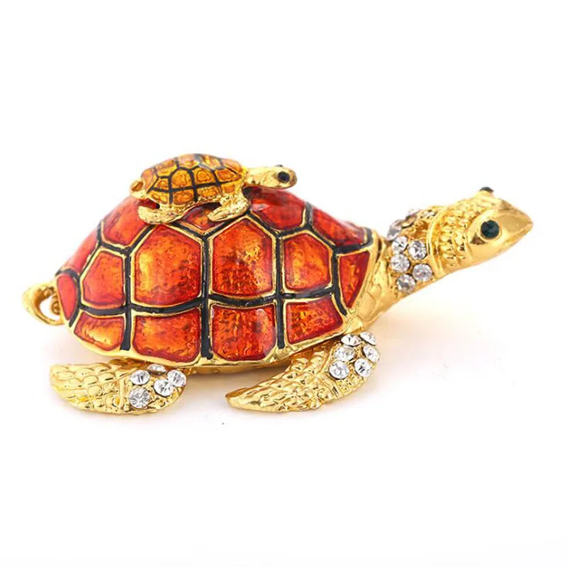 Creative Metal Turtle Crafts Home Decoration Jewelry Box Cute Lucky Gifts Sculpture Enamel Painted Ornaments 05462 | Дом и сад