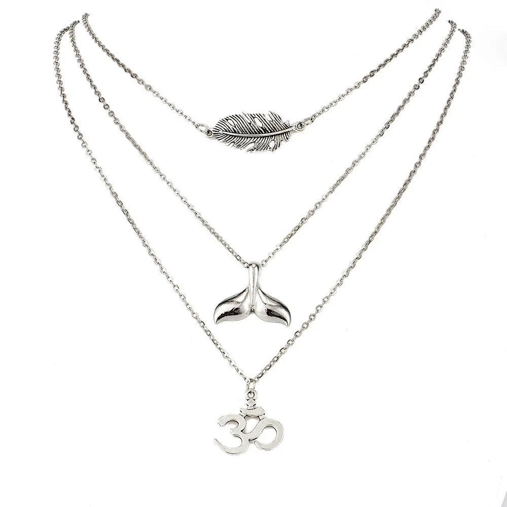 Винтажные многослойные ожерелья FineToo в стиле бохо с изображением китов и