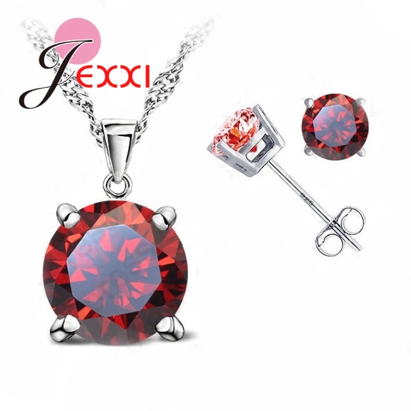 

Elegant Women High Quality CZ Cubic Zirconia 925 Sterling Silver Jewelry Sets Stud Earring Pendant Necklace Fast Shipping