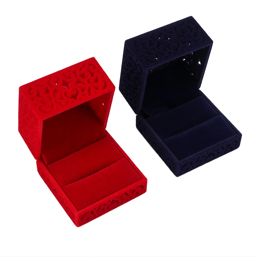 1Pcs Chinese Style Velvet Delicate Ring Box Storage Case Hollow Out Jewelry Display Gift | Packaging &amp