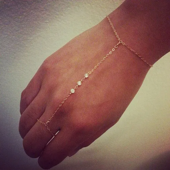 Новый стиль браслет кристалл циркония Дамская цепочка на палец женский pulseras femme