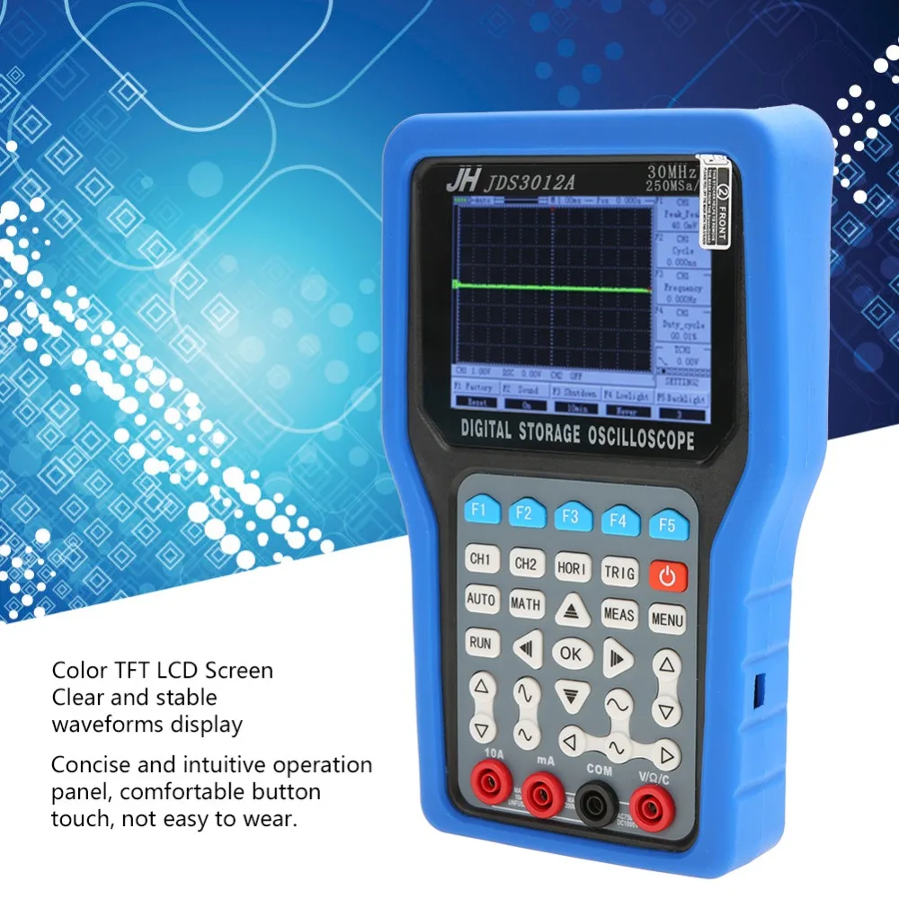 Jinhan JDS3012A цифровой портативный осциллограф 250MSa/S 30 МГц 2CH осциллограф с 6000 мультиметр AC100-240V генератор сигналов