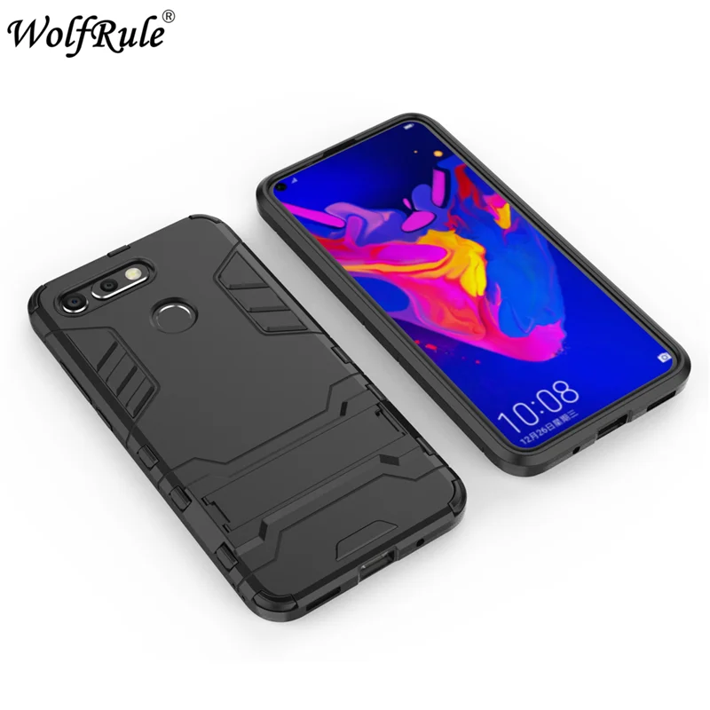 Чехол для Huawei Honor View 20 мягкий силиконовый + пластиковый чехол с подставкой