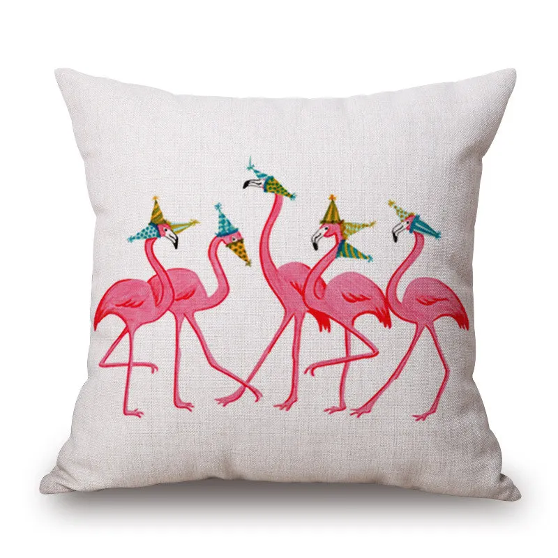 NEW Summer Cushion-Cover Flamingo Birds Soft Pillow Covers Colorful Tropical Plant Cases 45x45cm Bedroom Home Products | Дом и сад