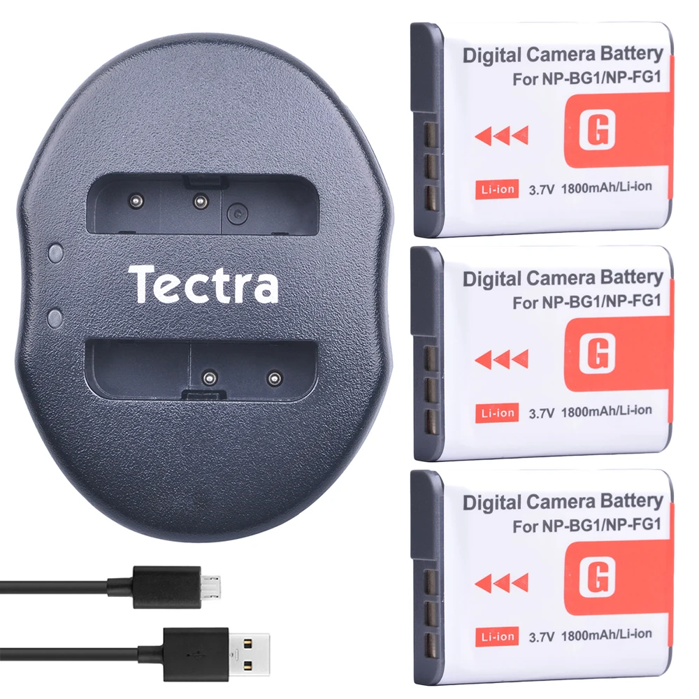 Tectra 3 шт. двойное зарядное устройство NP BG1 1800 ма/ч/литий ионный аккумулятор + USB для