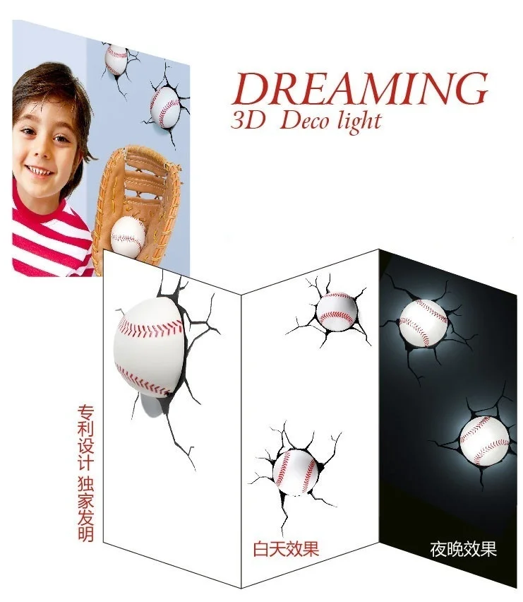 Dreammaster спорт декор дома бейсбол 3D модель FX деко комнате ночь|home rate|light fixtures homelight